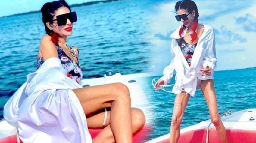 Süreyya Yalçın yangın bölgesinde poz verdi! Eleştiri yağdı...