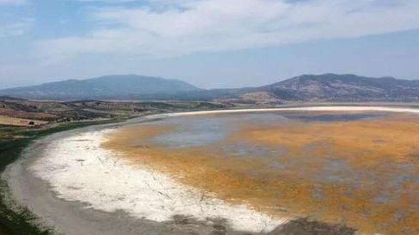 Marmara Gölü'nde ürküten görüntü! Kuruma noktasına geldi