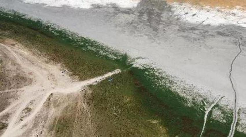 Marmara Gölü'nde ürküten görüntü! Kuruma noktasına geldi