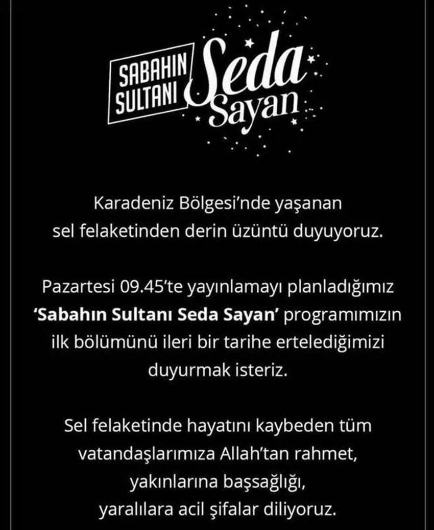 Seda Sayan programının ertelendiğini duyurdu!