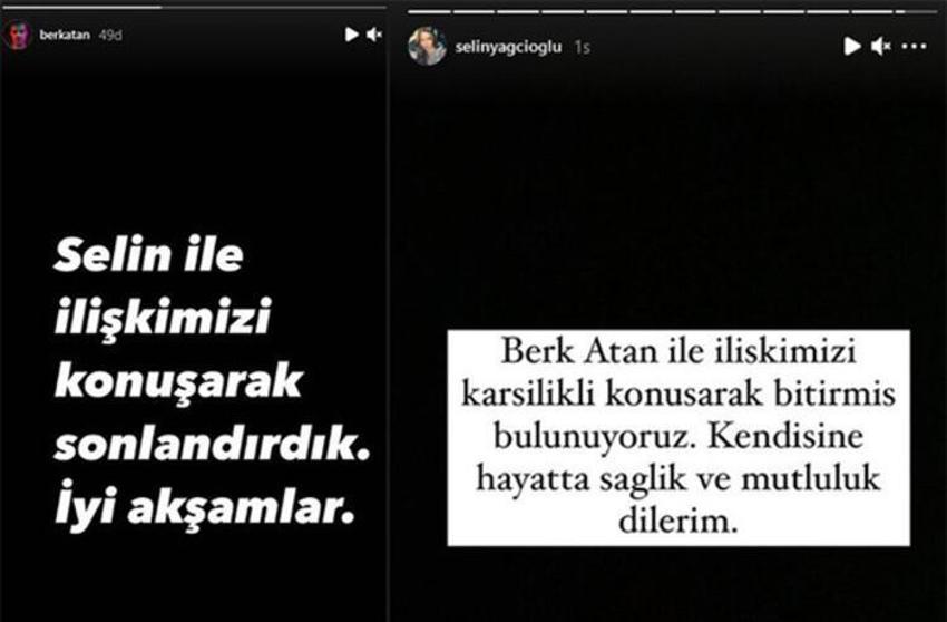Berk Atan ile Selin Yağcıoğlu ayrıldı