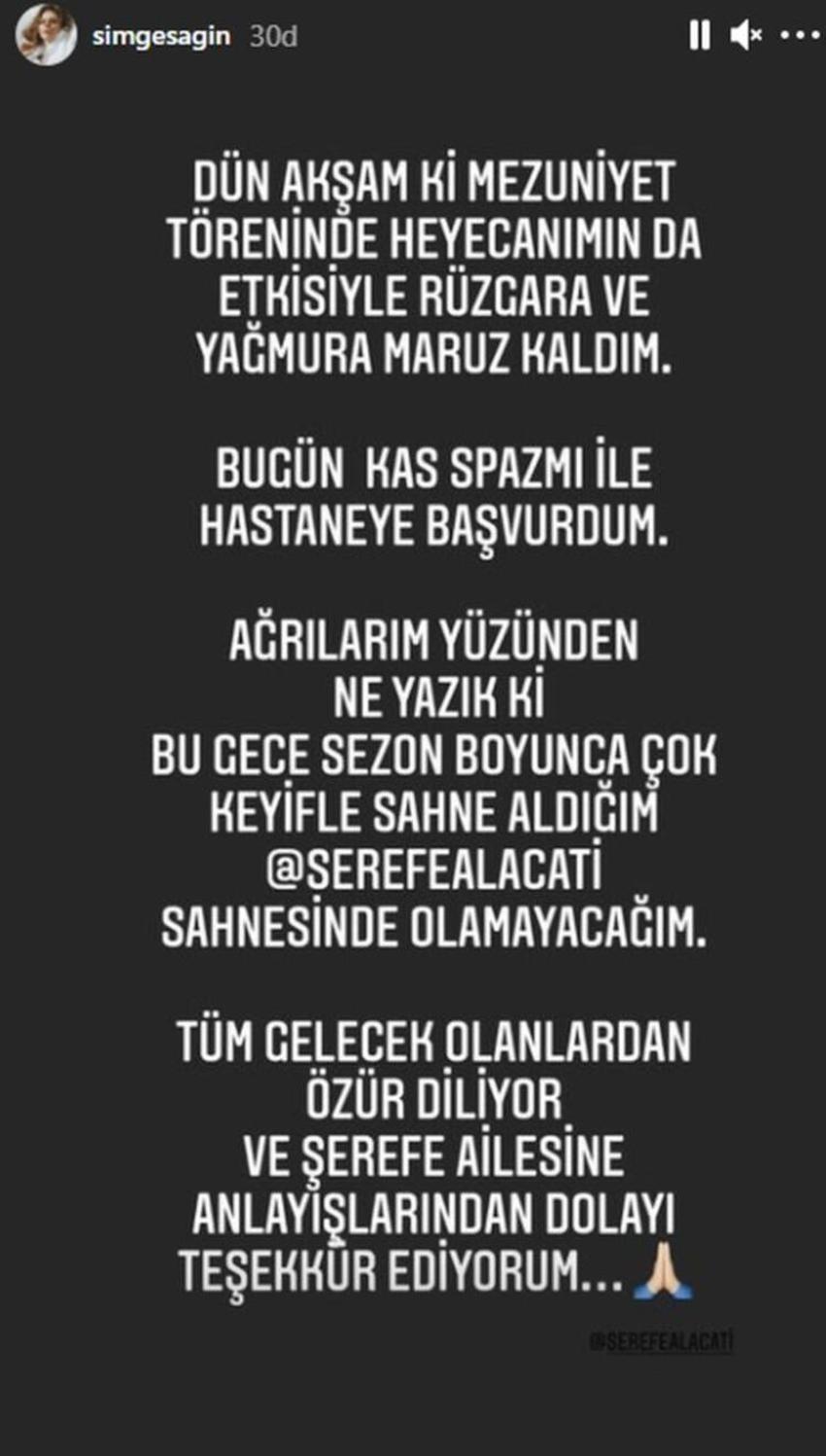 Simge Sağın hastanelik oldu!
