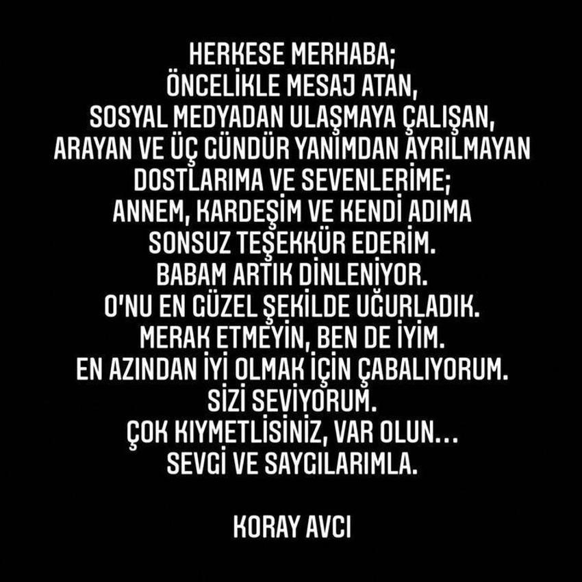 Koray Avcı büyük acısını böyle anlattı