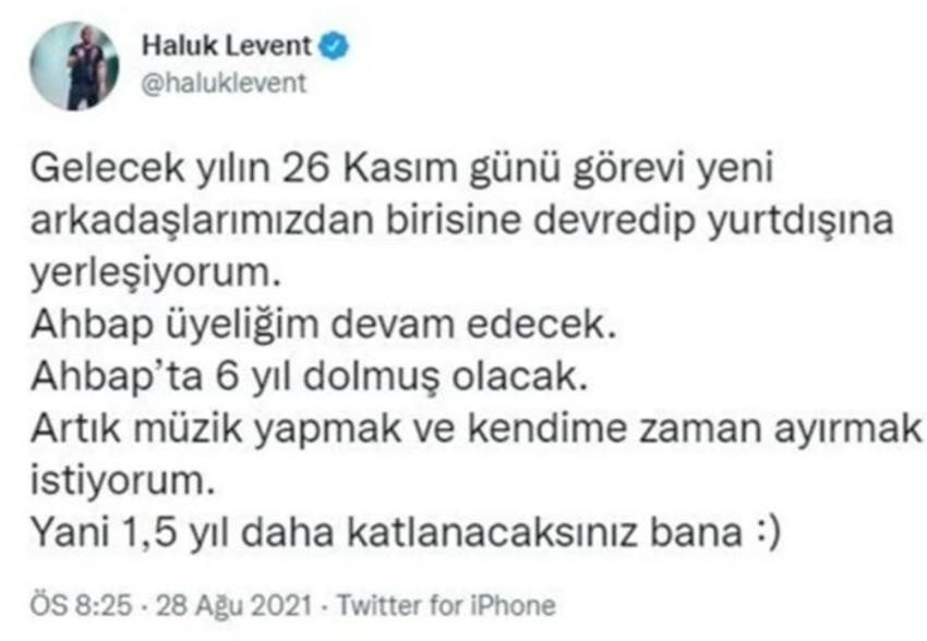 Haluk Levent: Gideceğim ama döneceğim!