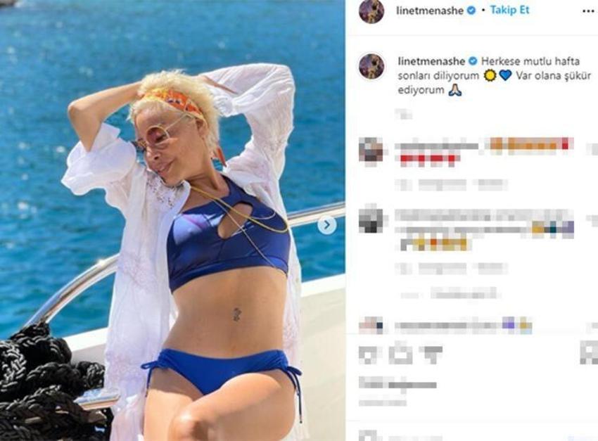 Linet'in bikinili pozlarında dikkat çeken detay!
