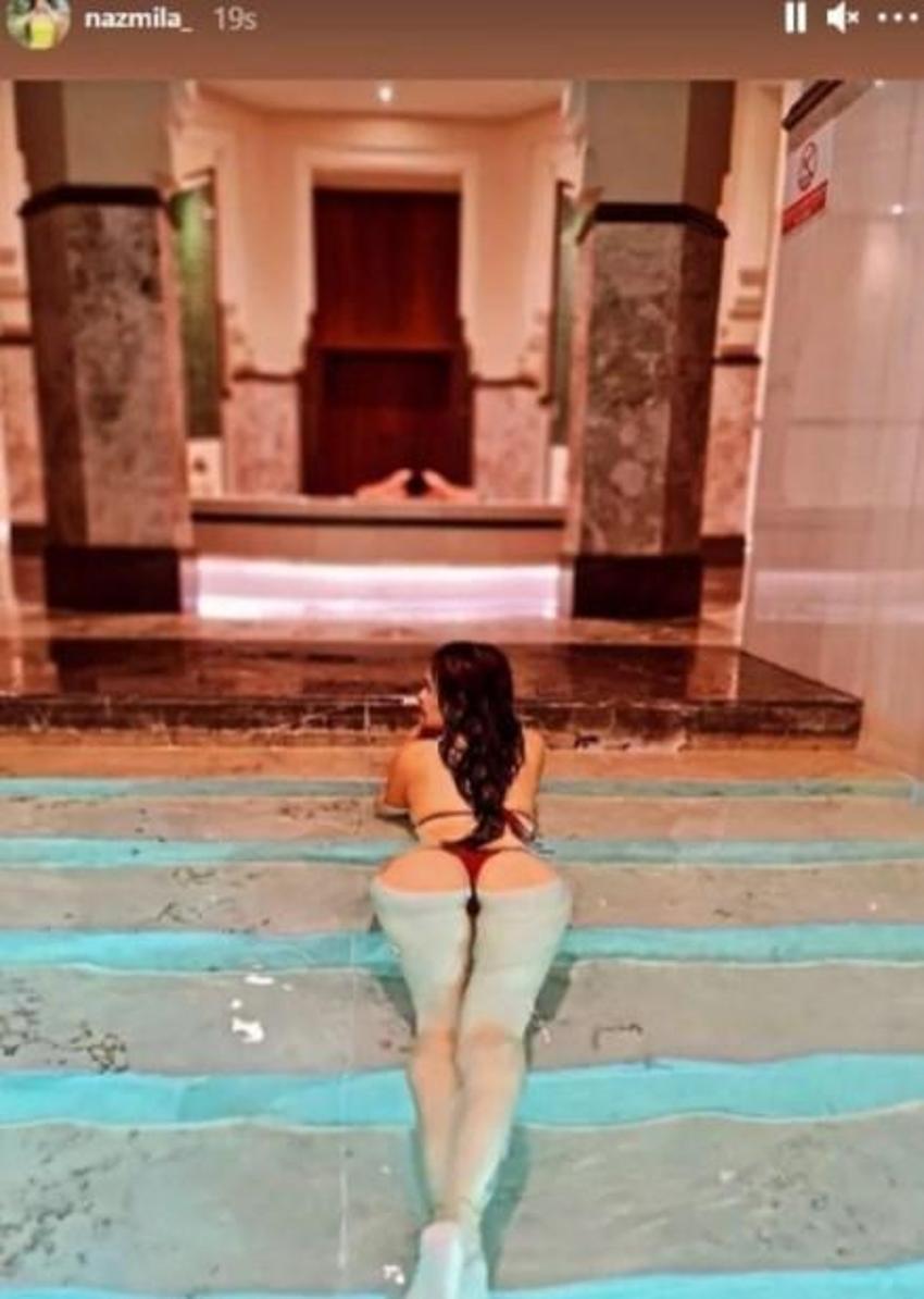 Naz Mila havuza girdiği anları paylaştı,yer yerinden oynadı!