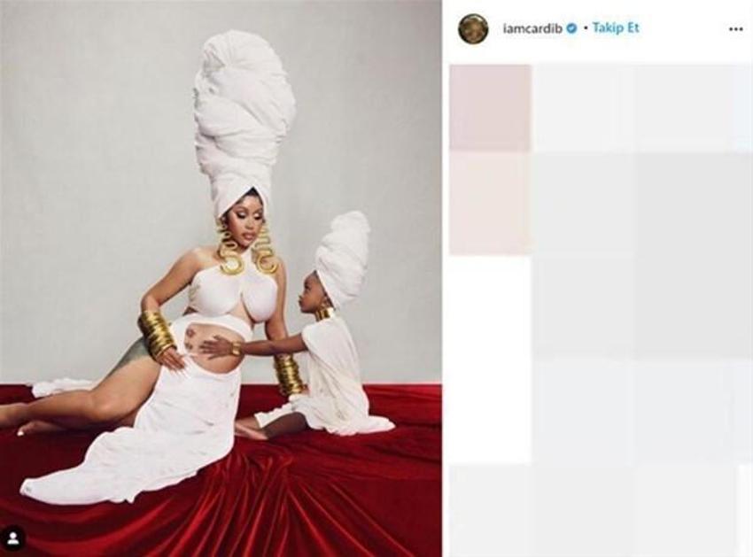 Cardi B'nin yeşil elbisesi sosyal medyada konuşuldu!