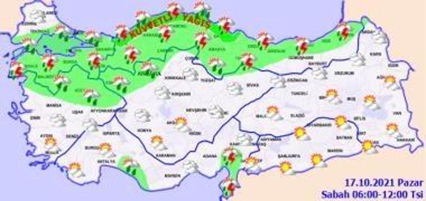 Meteoroloji'den son dakika kuvvetli yağış uyarısı! Harita ile paylaşıldı... (17 Ekim yurtta hava durumu)