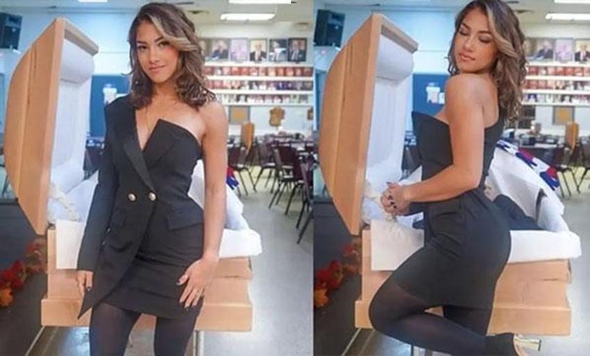 Babasının tabutu önünde sesksi pozlar veren Instagram fenomeni konuştu: Babam hayatta olsaydı...