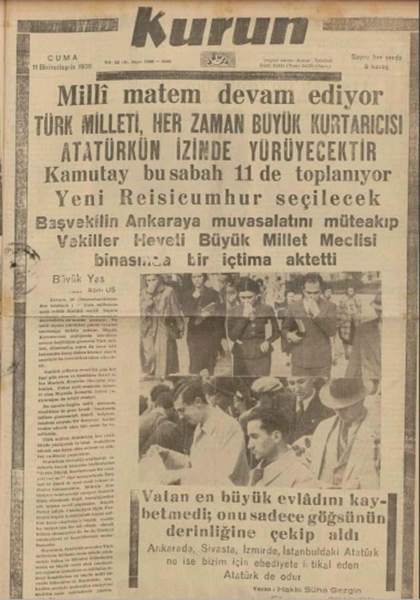 Büyük Önder Atatürk'ün vefatının 83'üncü yılı: 10 Kasım matemi gazetelerin tarihi manşetlerinde