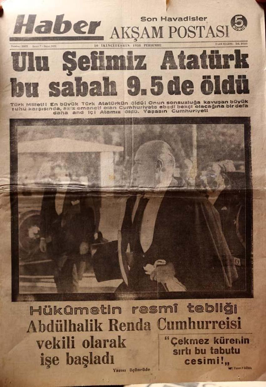 Büyük Önder Atatürk'ün vefatının 83'üncü yılı: 10 Kasım matemi gazetelerin tarihi manşetlerinde