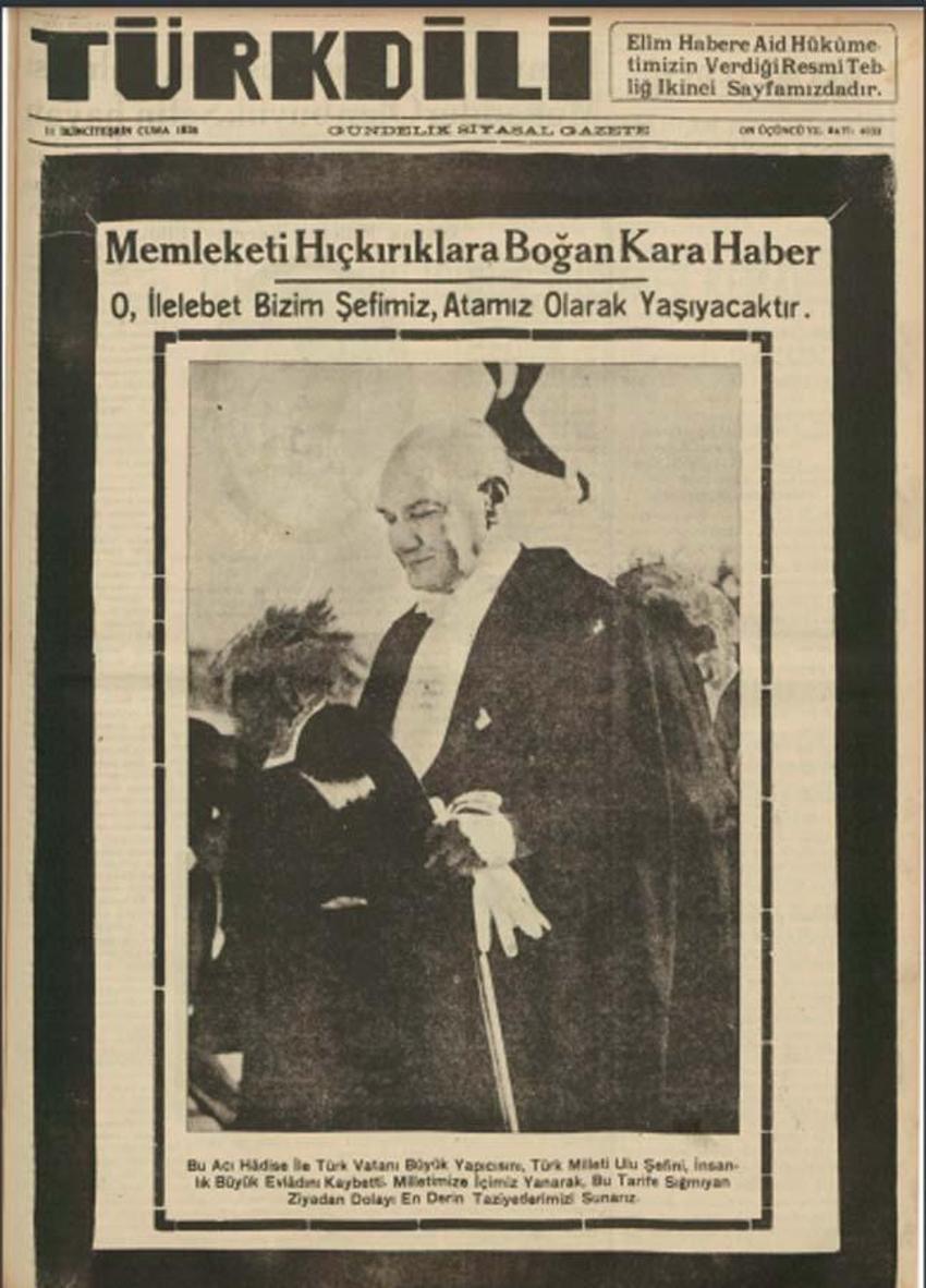 Büyük Önder Atatürk'ün vefatının 83'üncü yılı: 10 Kasım matemi gazetelerin tarihi manşetlerinde