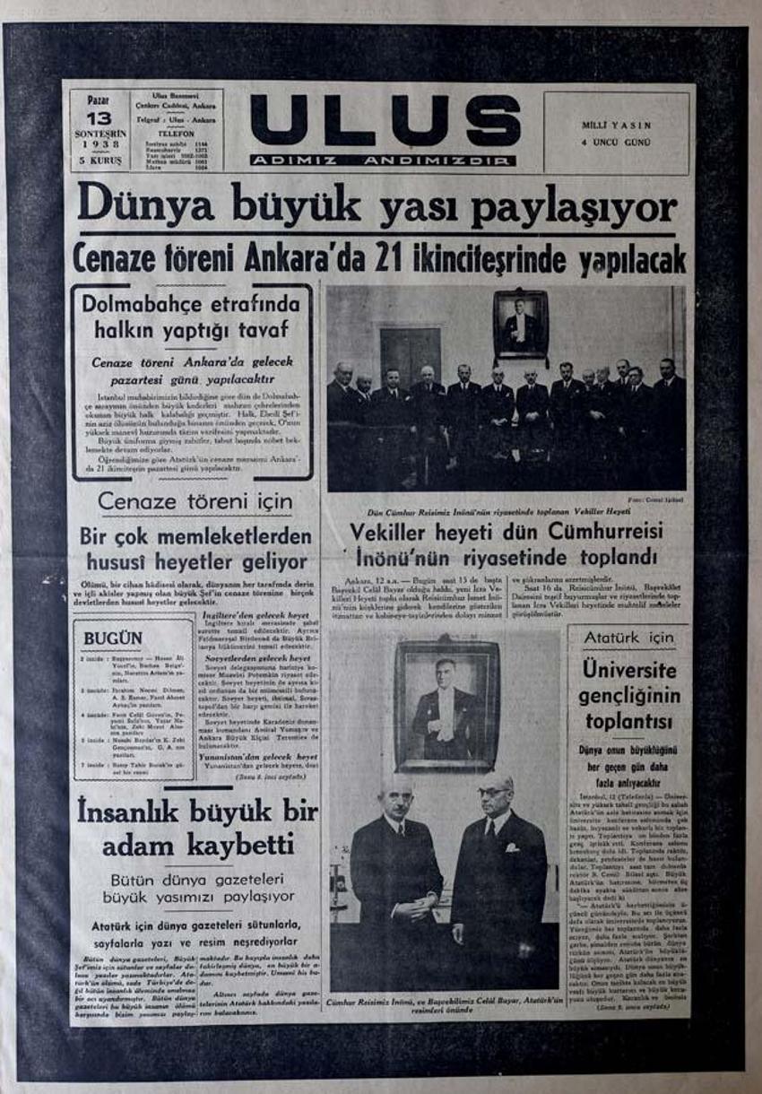 Büyük Önder Atatürk'ün vefatının 83'üncü yılı: 10 Kasım matemi gazetelerin tarihi manşetlerinde
