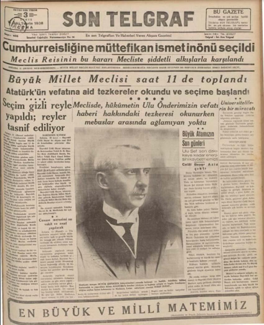 Büyük Önder Atatürk'ün vefatının 83'üncü yılı: 10 Kasım matemi gazetelerin tarihi manşetlerinde