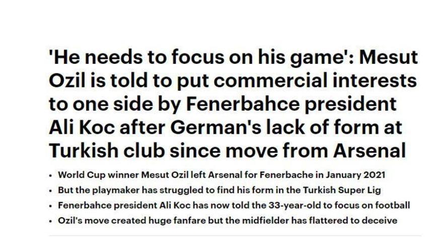 Ali Koç 'Mesut Özil ticari işleri bırakıp futbola odaklanmalı' dedi Avrupa basını sallandı! Ültimatom, 'Acımasız tavsiye'