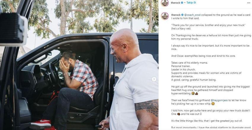 Dwayne Johnson hayranına kendi aracını hediye etti! 'Daha iyisine layıksın'