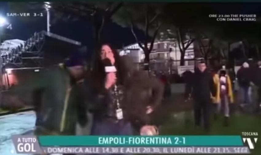 Maç sonunda mide bulandıran olay! Kadın spikere taciz...
