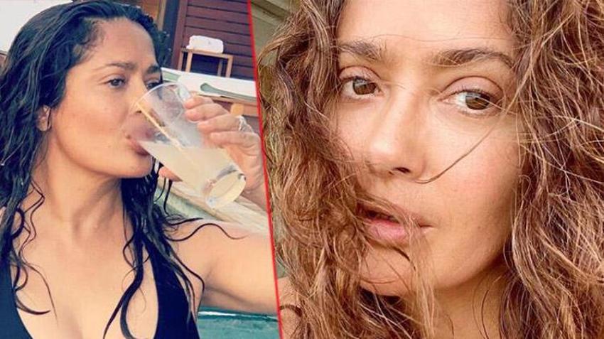 Salma Hayek havuz pozuyla dikkat çekti!