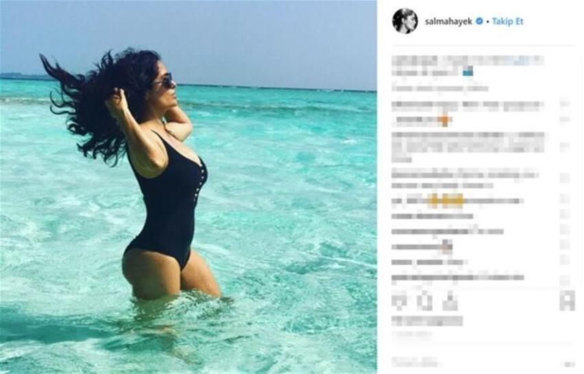 Salma Hayek havuz pozuyla dikkat çekti!