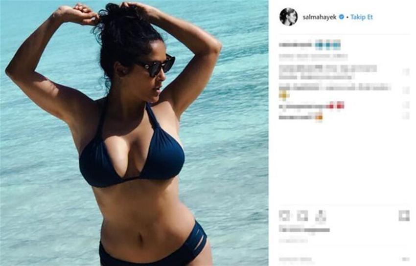 Salma Hayek havuz pozuyla dikkat çekti!