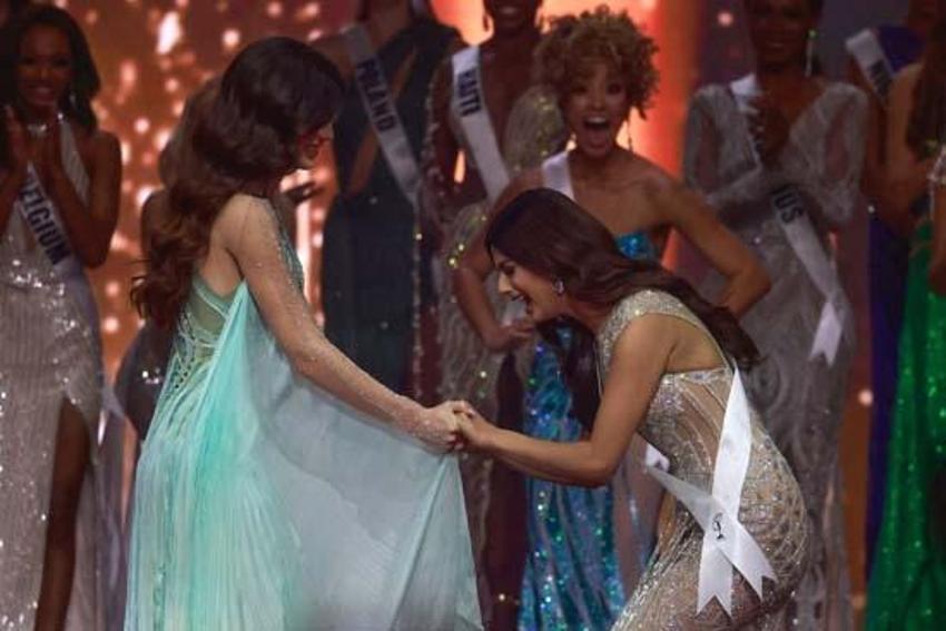 2021 Kainat Güzeli Harnaaz Sandhu oldu! 'Miyavlayarak' tacı taktı...