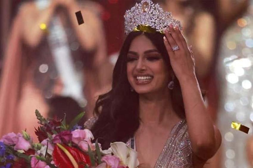 2021 Kainat Güzeli Harnaaz Sandhu oldu! 'Miyavlayarak' tacı taktı...