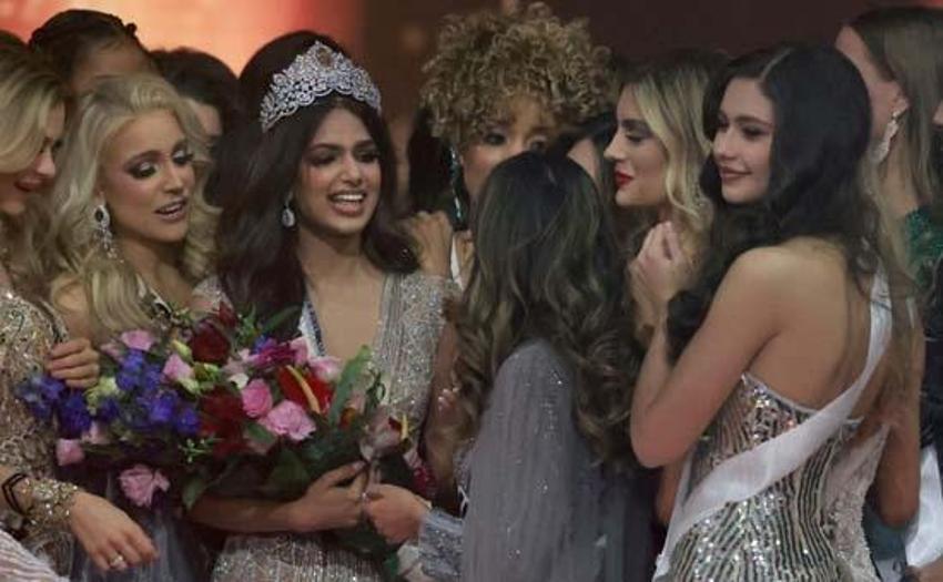 2021 Kainat Güzeli Harnaaz Sandhu oldu! 'Miyavlayarak' tacı taktı...
