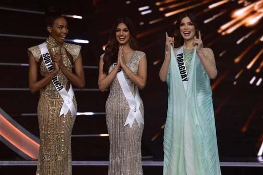 2021 Kainat Güzeli Harnaaz Sandhu oldu! 'Miyavlayarak' tacı taktı...