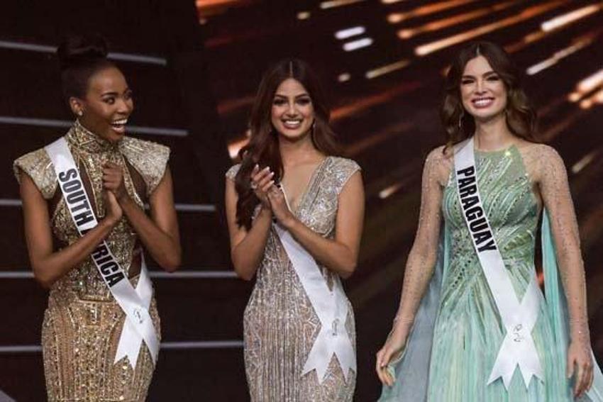 2021 Kainat Güzeli Harnaaz Sandhu oldu! 'Miyavlayarak' tacı taktı...