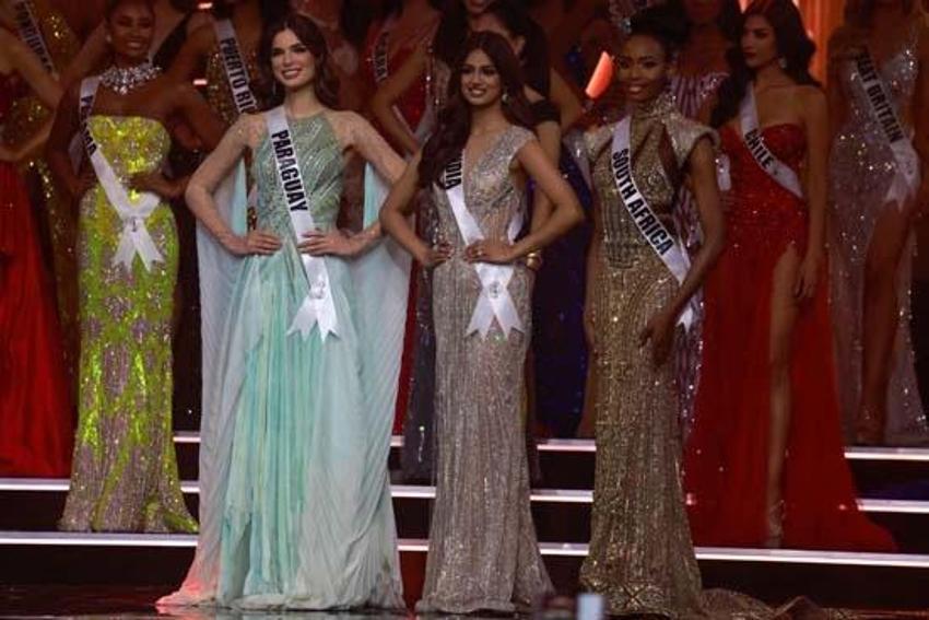 2021 Kainat Güzeli Harnaaz Sandhu oldu! 'Miyavlayarak' tacı taktı...