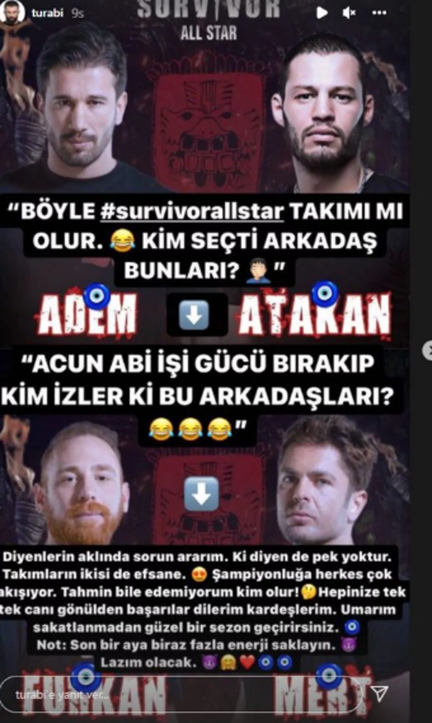 Turabi Survivor yarışmacılarını paylaştı! Kötü yorumlara yanıtı ise...
