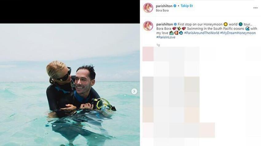 Paris Hilton, eşi Carter Reum'la balayının tadını çıkarıyor