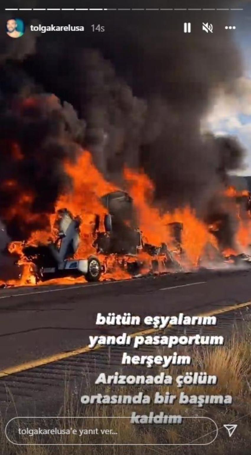 Tolga Karel dehşet anlarını paylaştı! Milyonluk TIR'ı saniyeler içinde küle döndü