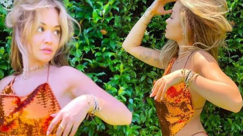Rita Ora güneş banyosu yaptı! Çimlere uzanıp...