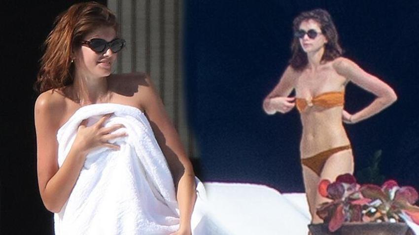 Cindy Crawford'un kızı Kaia Gerber plajda tüm dikkatleri çekti!
