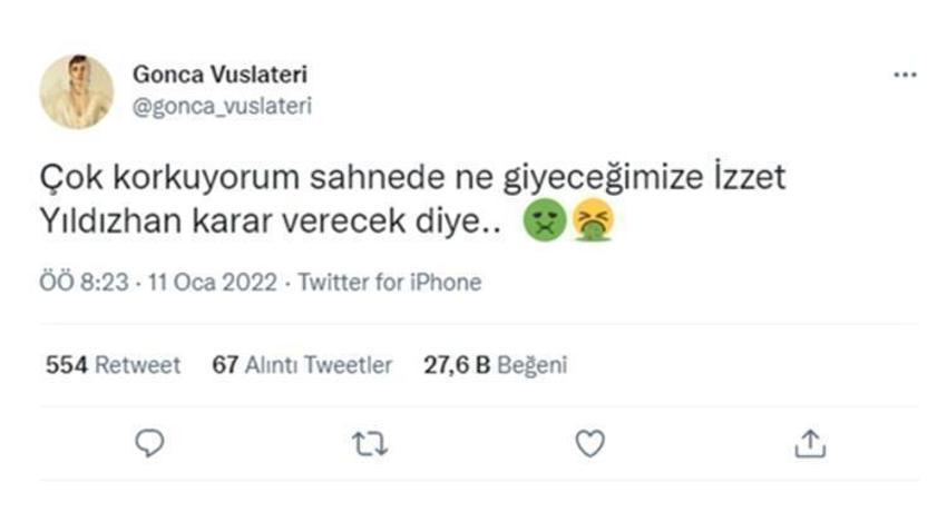 Gonca Vuslateri'den İzzet Yıldızhan'a montlu gönderme! 'Böğrüm gözüktü biraz'