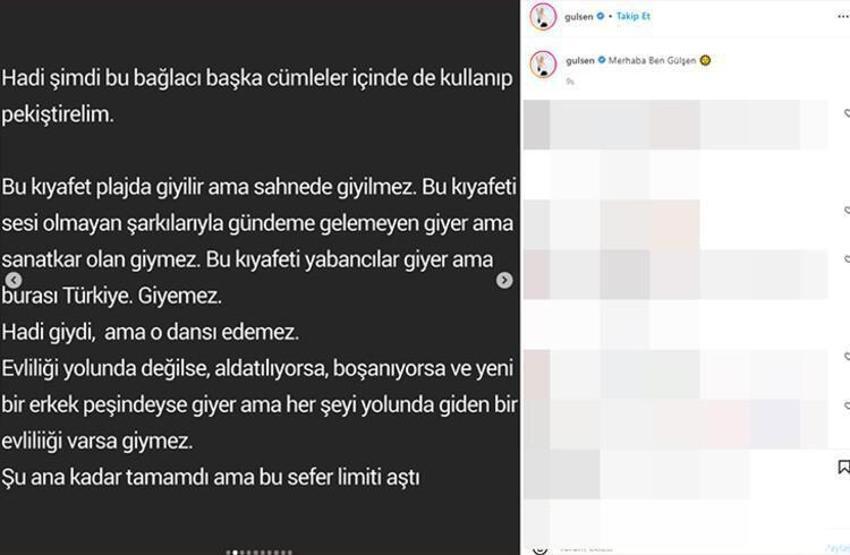 Gülşen sahne kıyafetlerini eleştirenlere böyle seslendi: Kendimi, bedenimi...