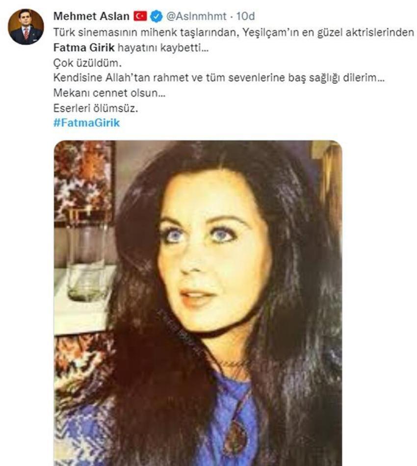 Ünlüler Fatma Girik'e böyle veda etti....