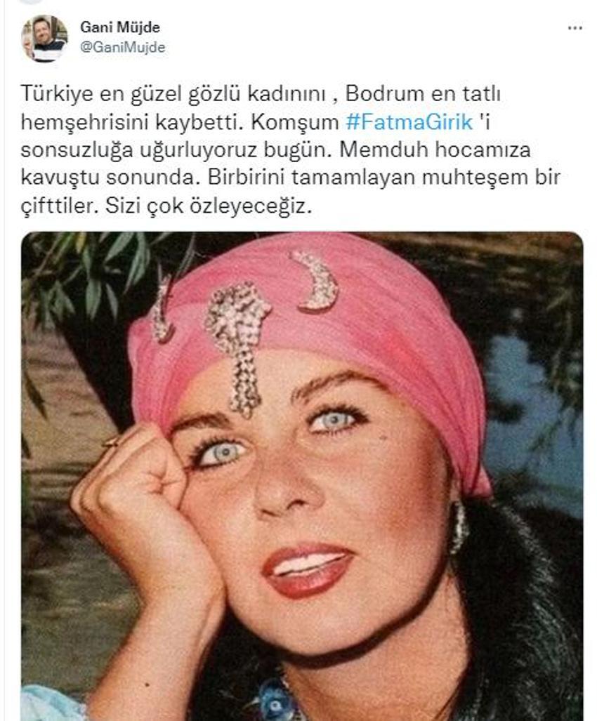 Ünlüler Fatma Girik'e böyle veda etti....