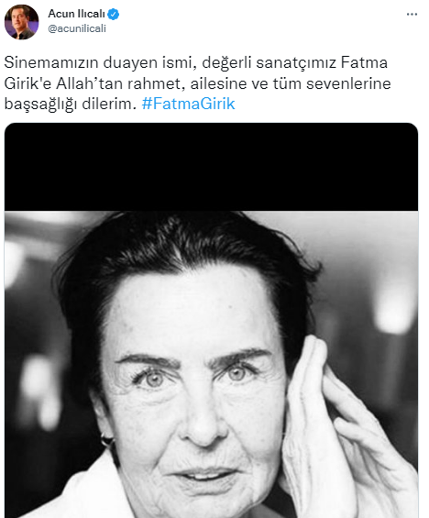 Ünlüler Fatma Girik'e böyle veda etti....