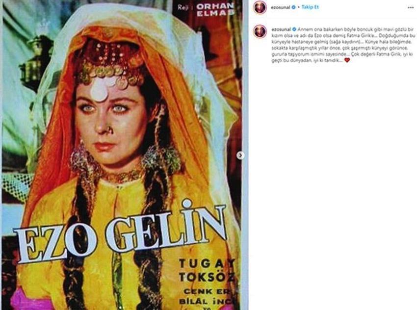 Ezo Sunal'dan isim annesi Fatma Girik'e duygusal veda!