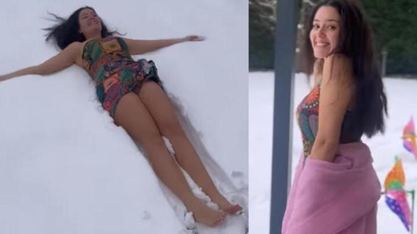 Pelin Akil de akıma uydu, mayoyla kara atladı!