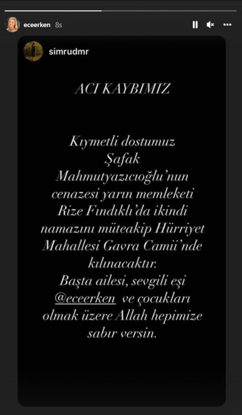 Eşi Şafak Mahmutyazıcıoğlu'nun ölümünün ardından Ece Erken'den ilk paylaşım!