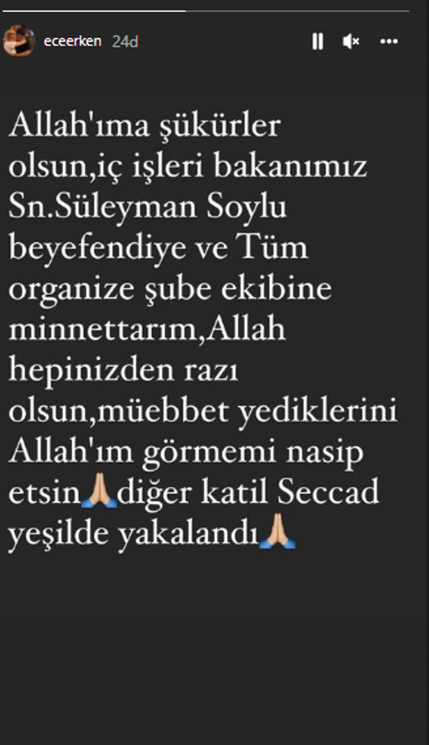Ece Erken cinayet şüphelisi yakalandıktan sonra paylaşım yaptı! 'Müebbet yediklerini göreyim'