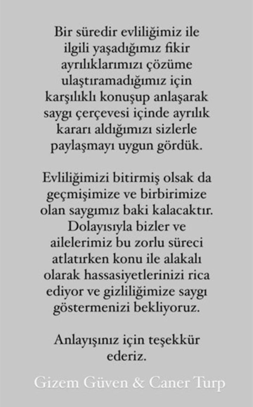 Sihirli Annem'in Ceren'i Gizem Güven ve futbolcu eşi Caner Turp boşanıyor!