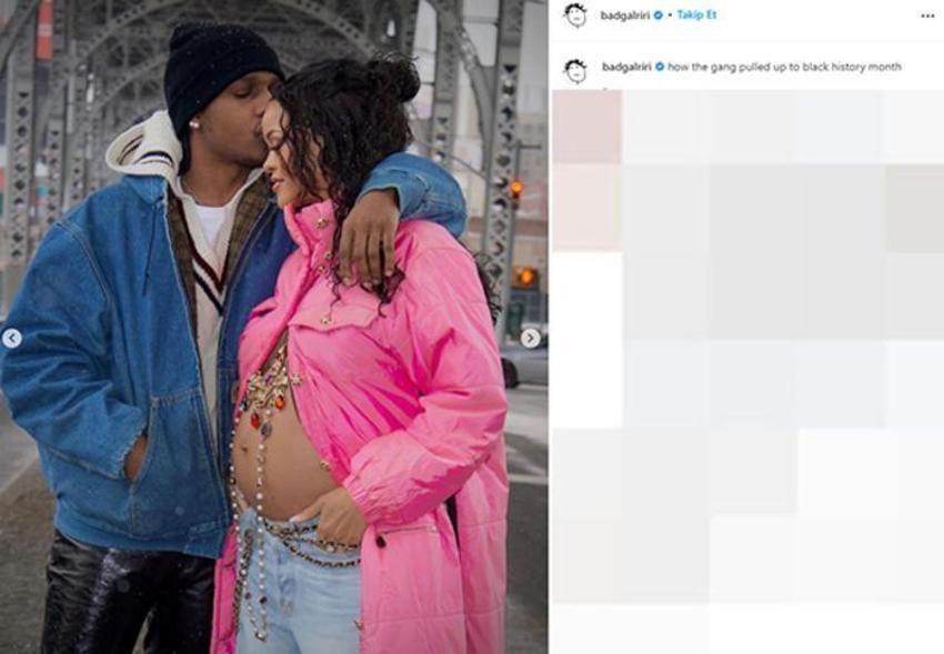 Rihanna'nın hamile stili gündem oldu! Sevgilisi ile poz verdi