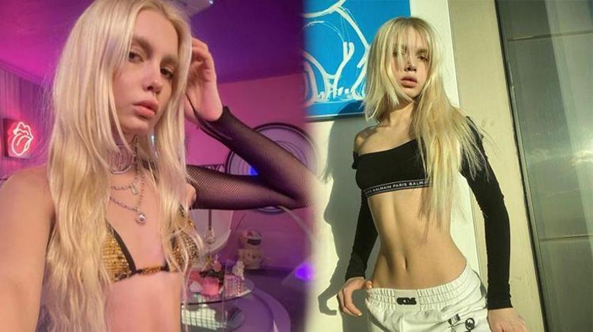 Aleyna klip çekiminden paylaştı! Mini bikinisi ve file çorabıyla sosyal medyayı salladı...