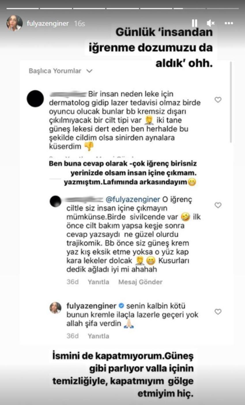Fulya Zenginer takipçisinin yorumunu ismini kapatmadan ifşa etti! 'Senin kalbin kötü'