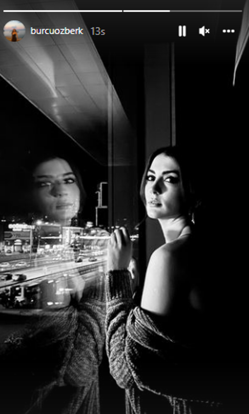 Burcu Özberk'ten gece yarısı pozu! "Sadece dışarı izlemek istemiştim"