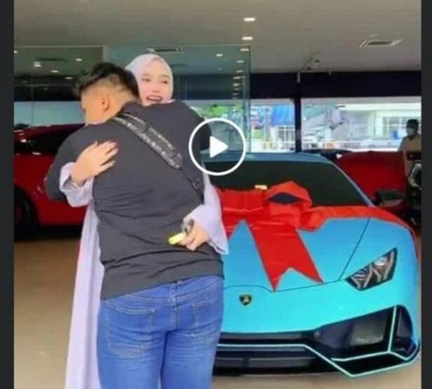 Lamborghini hediye eden hamile kadın sosyal medyada olay oldu...